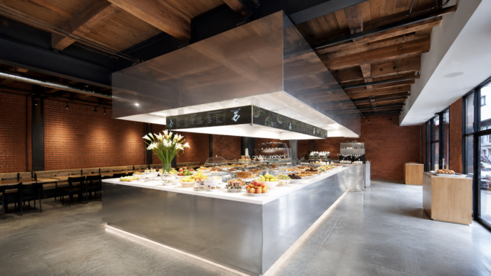 Interior of retail dining concept store.
