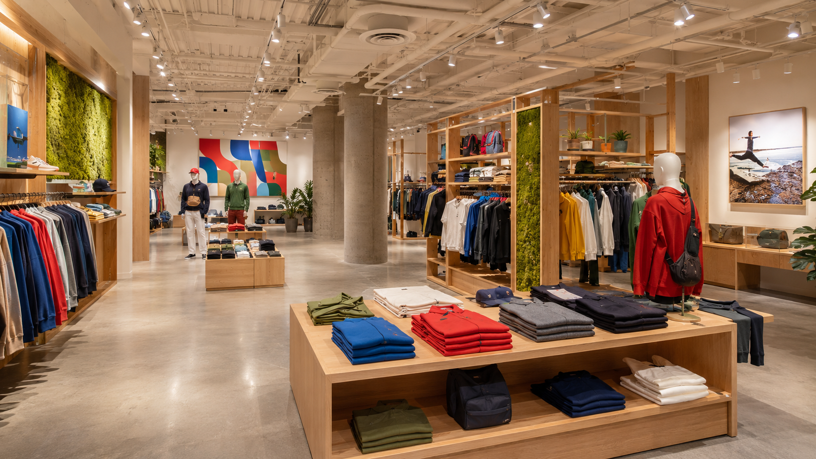 Interior of lifestyle clothing brand and store