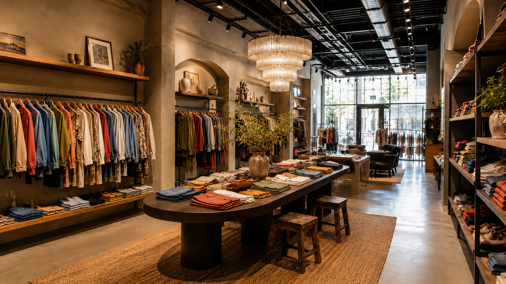 Interior of a boutique upscale clothing store