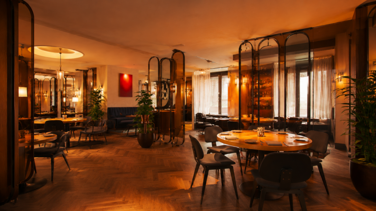 Interior of fine dining restaurant in New York City