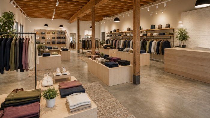 Interior of upscale athleisure store